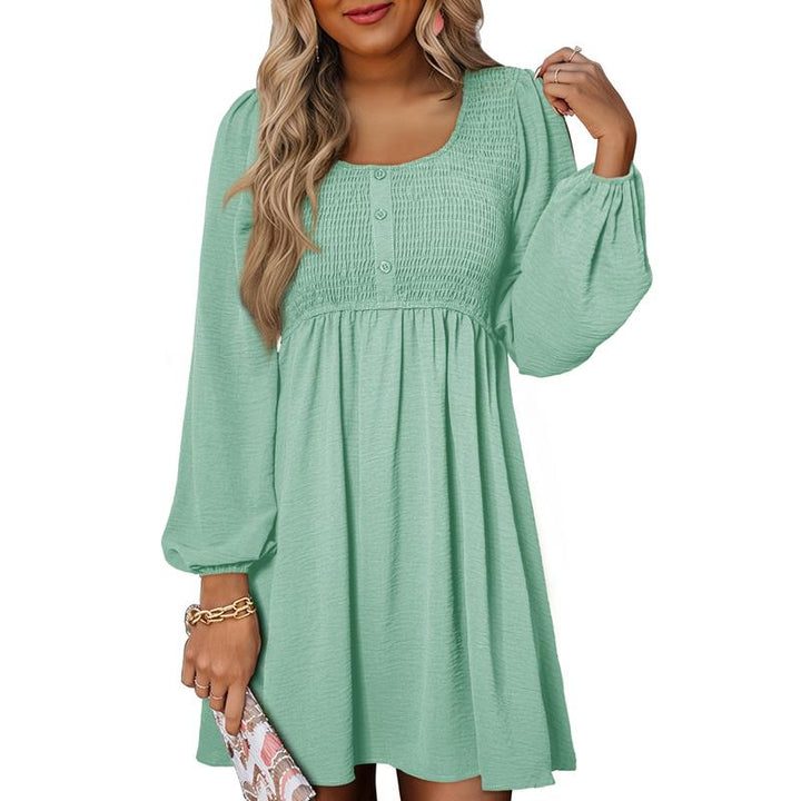 Duttini | Timeless Smocked Empire Waist Long Sleeve Mini Dress
