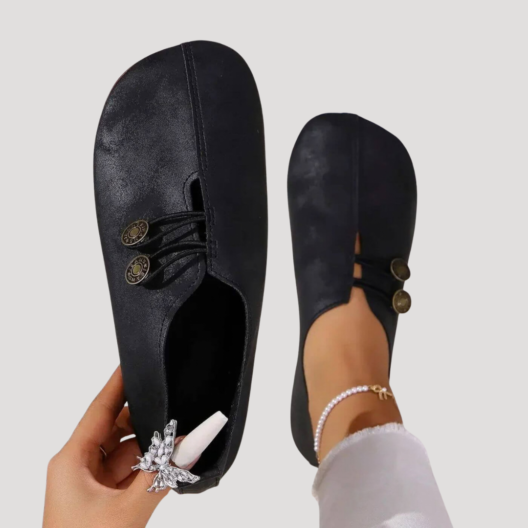 Duttini | Soft-Step Button Strap Slip-On Flats for All-Day Comfort
