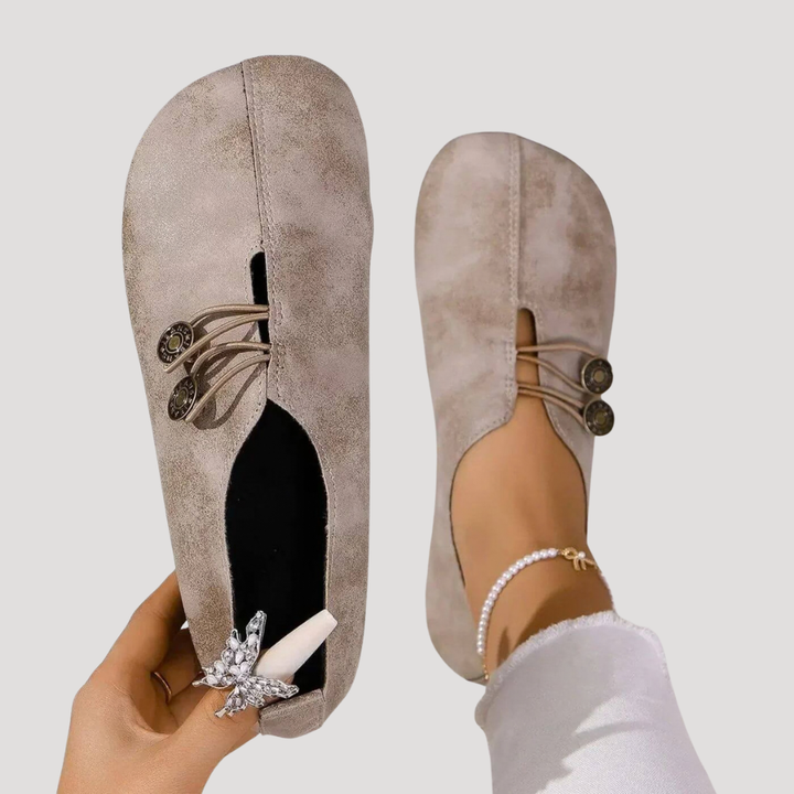 Duttini | Soft-Step Button Strap Slip-On Flats for All-Day Comfort