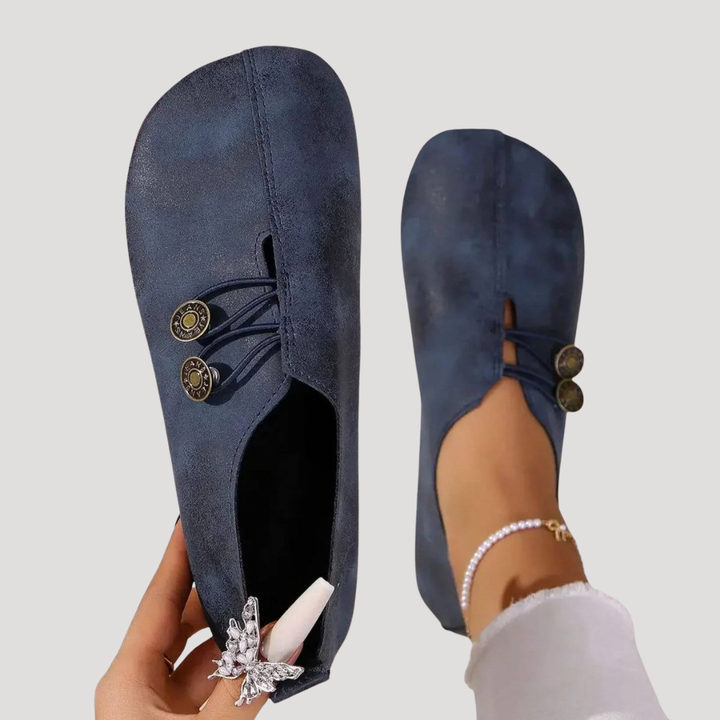 Duttini | Soft-Step Button Strap Slip-On Flats for All-Day Comfort