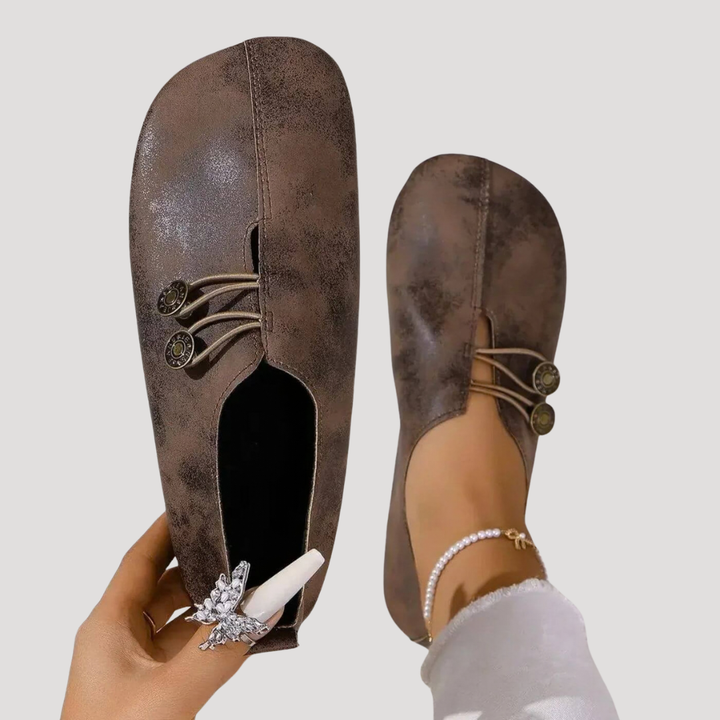 Duttini | Soft-Step Button Strap Slip-On Flats for All-Day Comfort