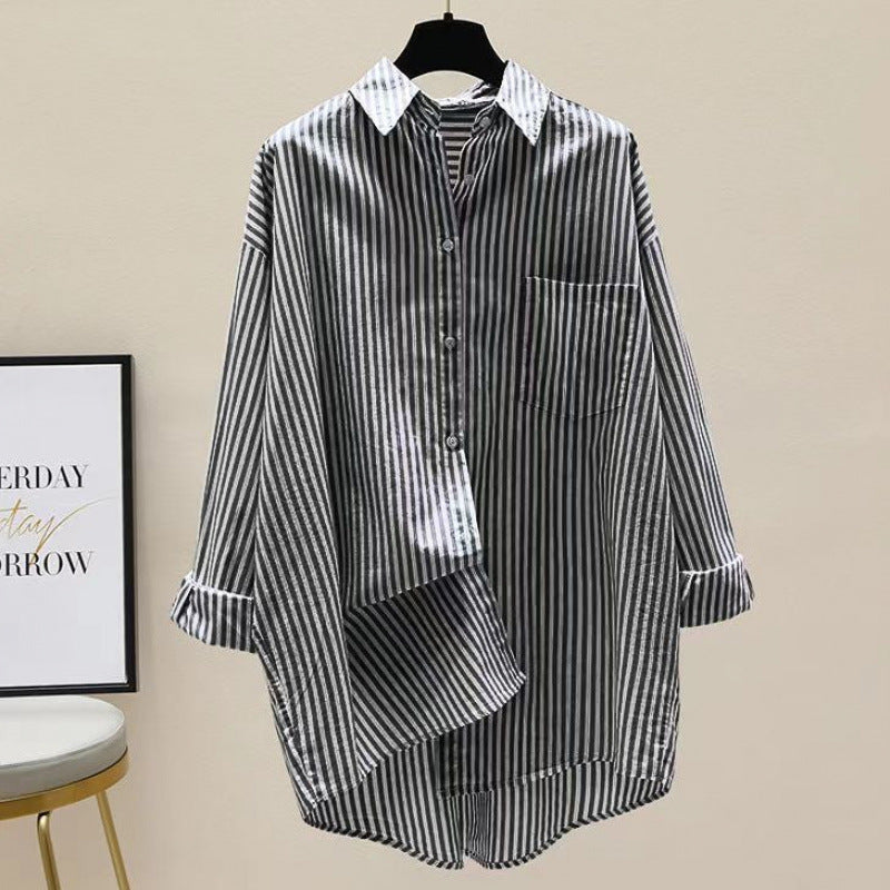 Duttini | Statement Striped Oversized Long Sleeve Shirt