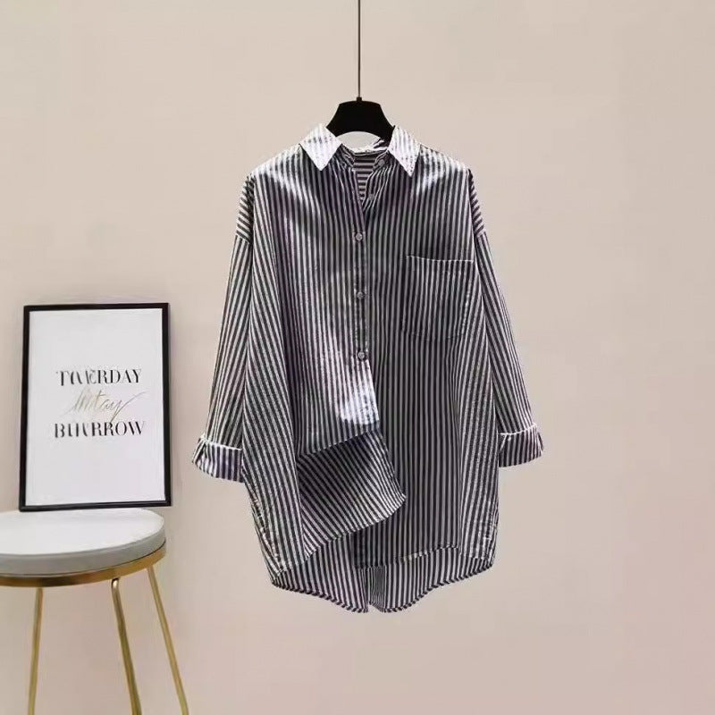 Duttini | Statement Striped Oversized Long Sleeve Shirt