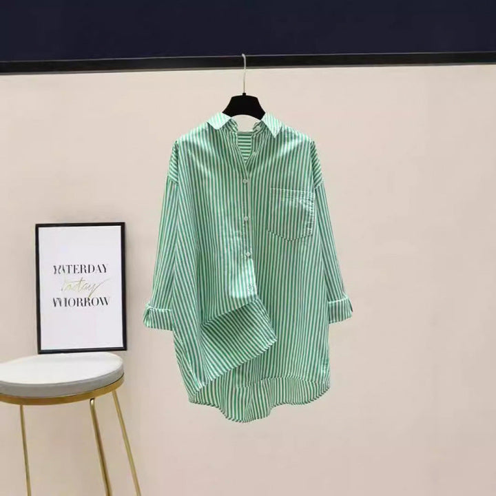 Duttini | Statement Striped Oversized Long Sleeve Shirt