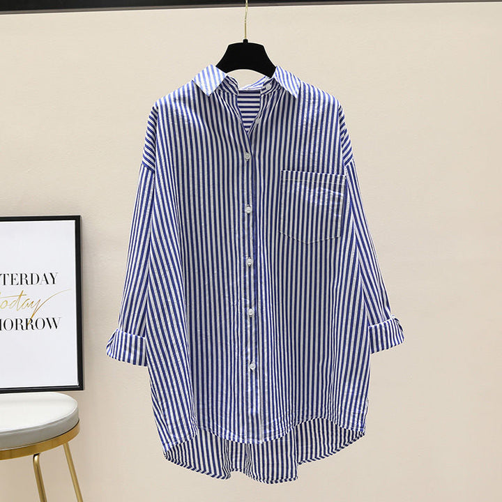 Duttini | Statement Striped Oversized Long Sleeve Shirt