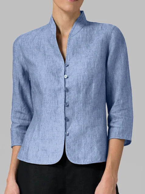 Duttini | Refined Mandarin Collar 3/4 Sleeve Blouse
