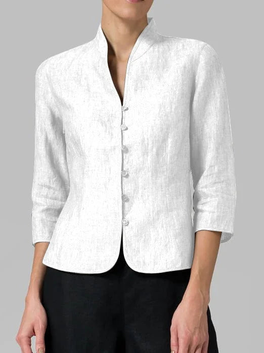 Duttini | Refined Mandarin Collar 3/4 Sleeve Blouse