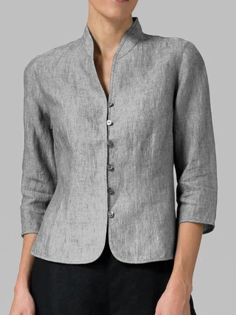 Duttini | Refined Mandarin Collar 3/4 Sleeve Blouse