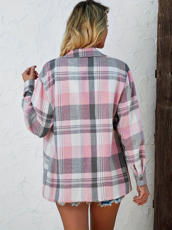 Duttini | Elegant Oversized Plaid Flannel Button-Down Shirt