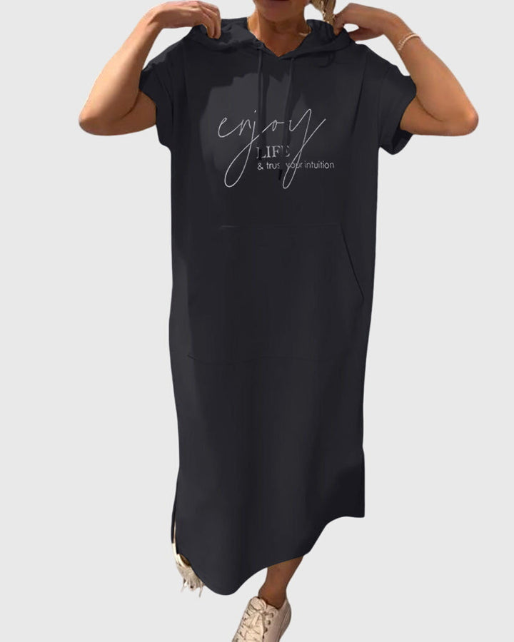 Duttini | Casual Hoodie Dress for Women in Cotton Blend, Relaxed Fit, Gray