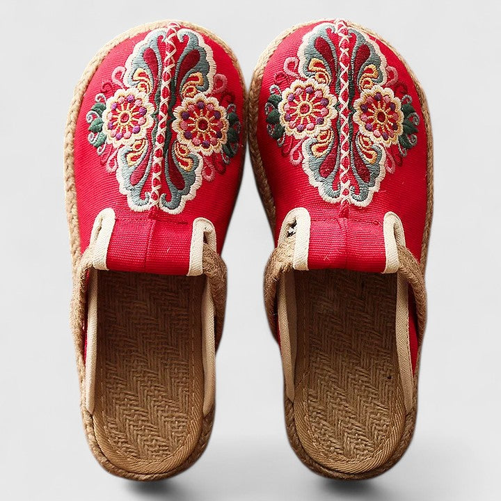 Duttini | Premium Floral Embroidered Mules for Walking in Comfort