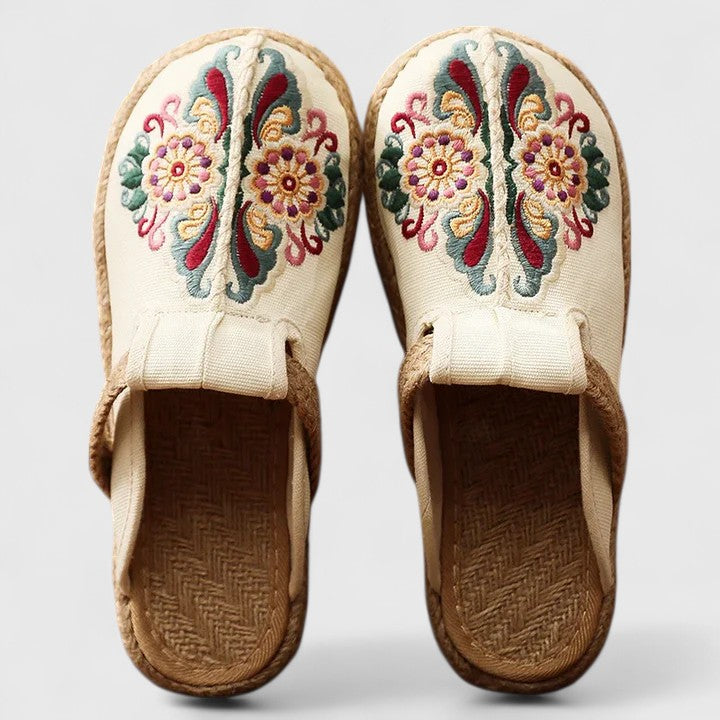 Duttini | Premium Floral Embroidered Mules for Walking in Comfort