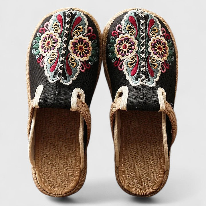 Duttini | Premium Floral Embroidered Mules for Walking in Comfort