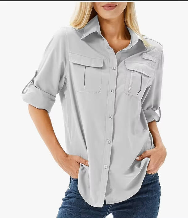 Duttini | Romantic UPF 50 Long Sleeve Hiking Shirt Roll-Up Safari Shirt