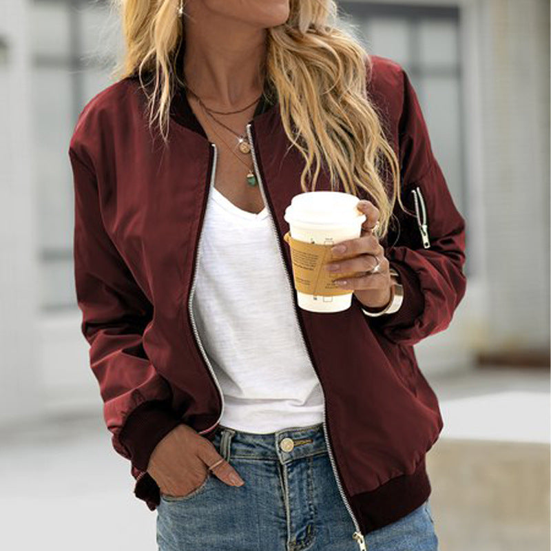 Duttini | Women's Casual Zip Up Bomber Jacket