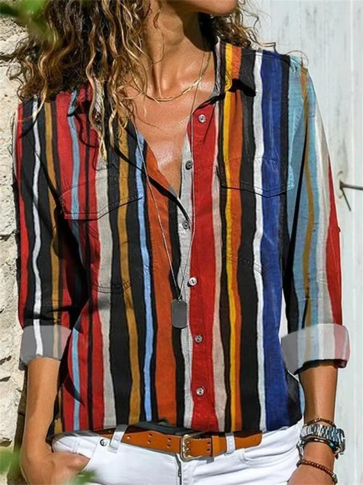 Duttini | Statement Geometric Print Long Sleeve Button Down Shirt