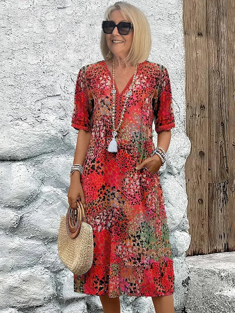 Duttini | Feminine Colorful Midi Dress for Effortless Elegance