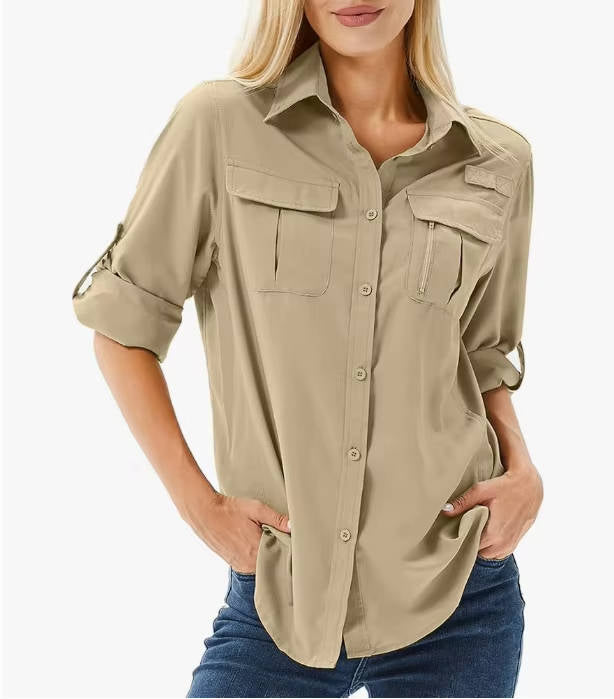 Duttini | Romantic UPF 50 Long Sleeve Hiking Shirt Roll-Up Safari Shirt
