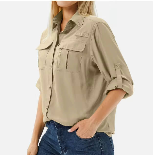 Duttini | Romantic UPF 50 Long Sleeve Hiking Shirt Roll-Up Safari Shirt