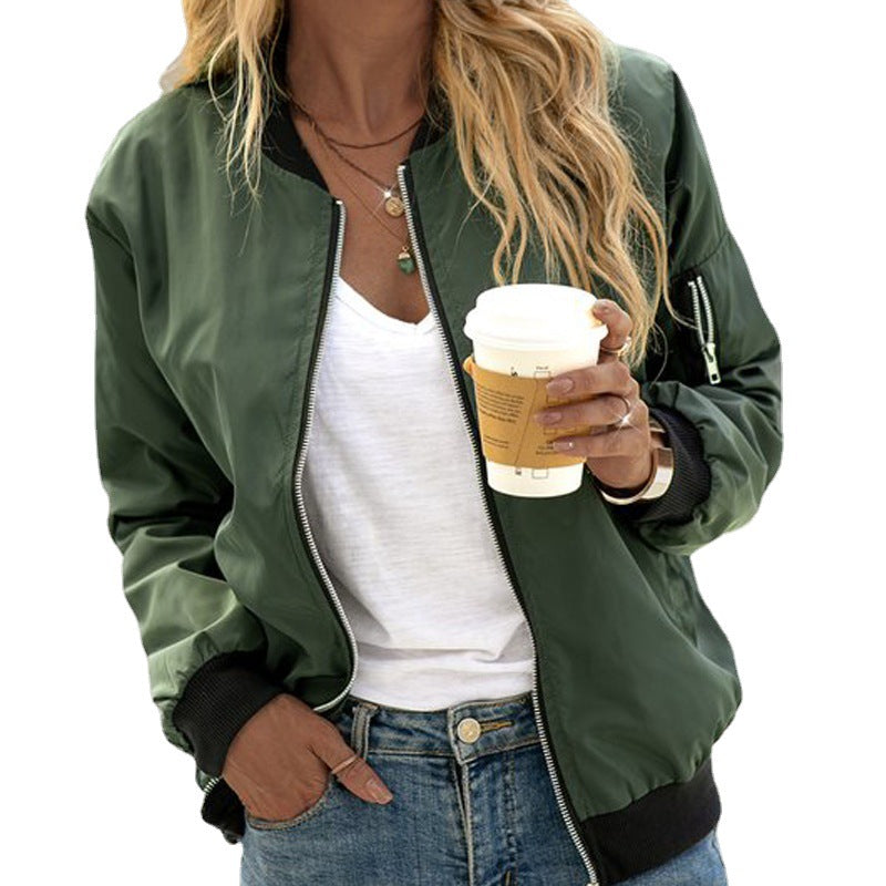 Duttini | Women's Casual Zip Up Bomber Jacket
