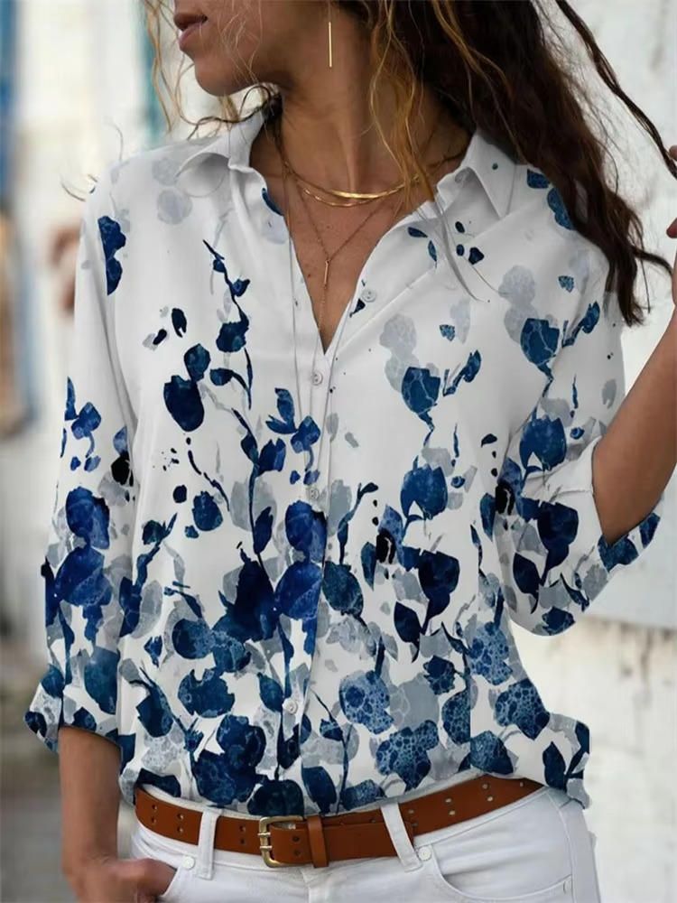 Duttini | Statement Geometric Print Long Sleeve Button Down Shirt