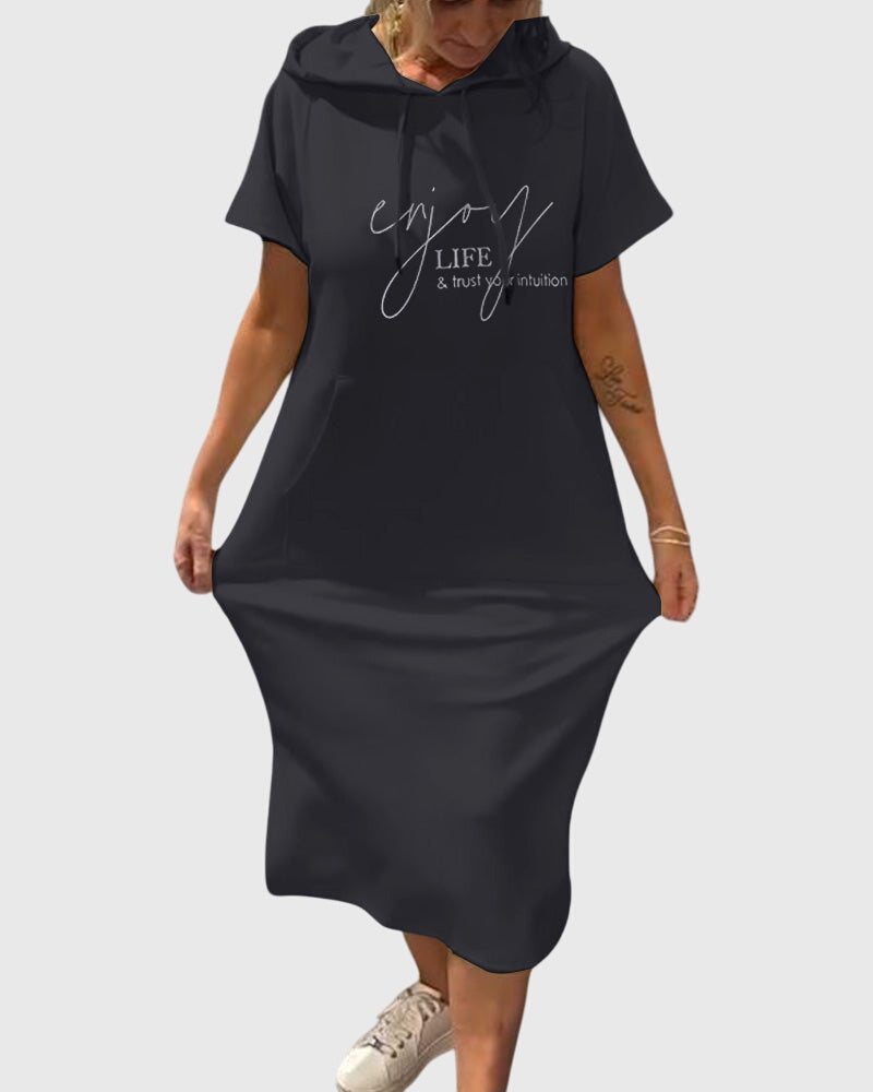 Duttini | Casual Hoodie Dress for Women in Cotton Blend, Relaxed Fit, Gray