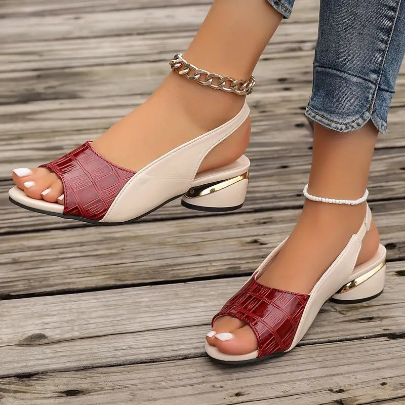 Duttini | Lightweight Open Toe Slingback Block Heel for All-Day Comfort