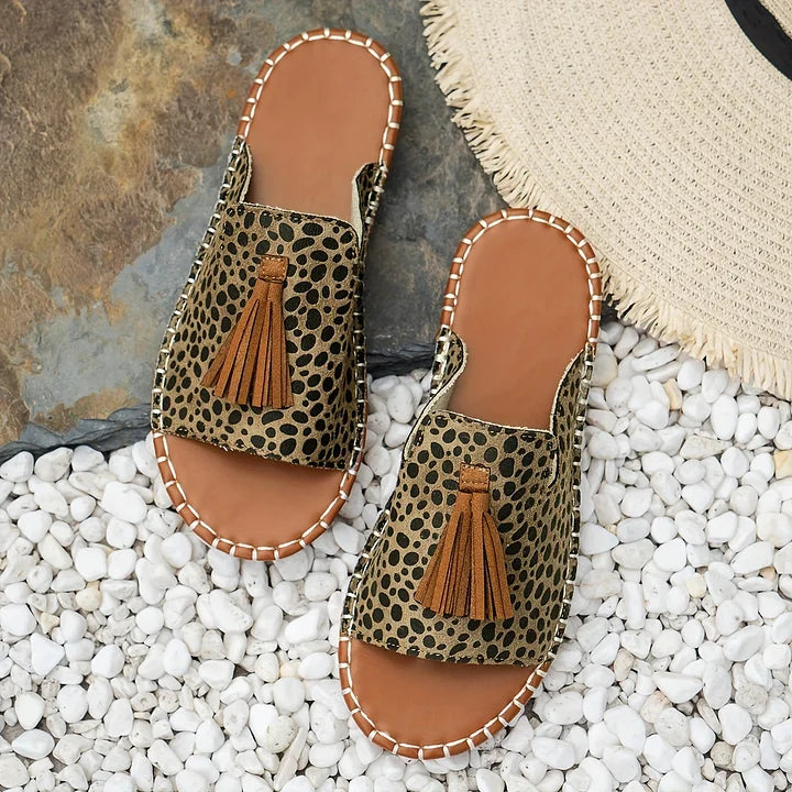 Duttini | Premium Open Toe Tassel Slide for Walking in Comfort