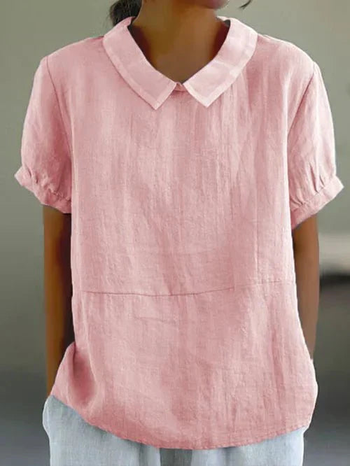 Duttini | Statement Peter Pan Collar Short Sleeve Casual Top