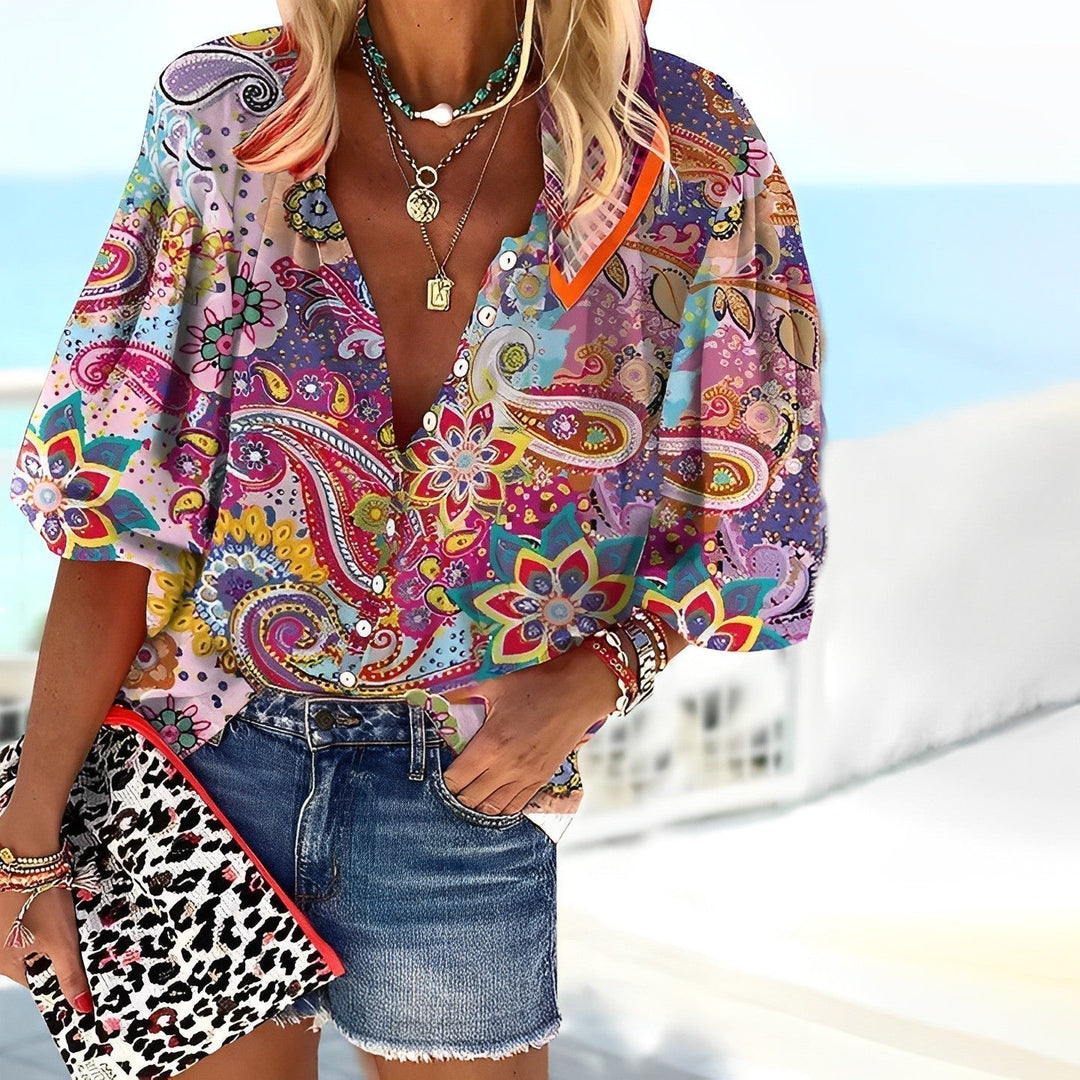 Duttini | Boho Paisley Print Button-Up Blouse Made to Turn Heads