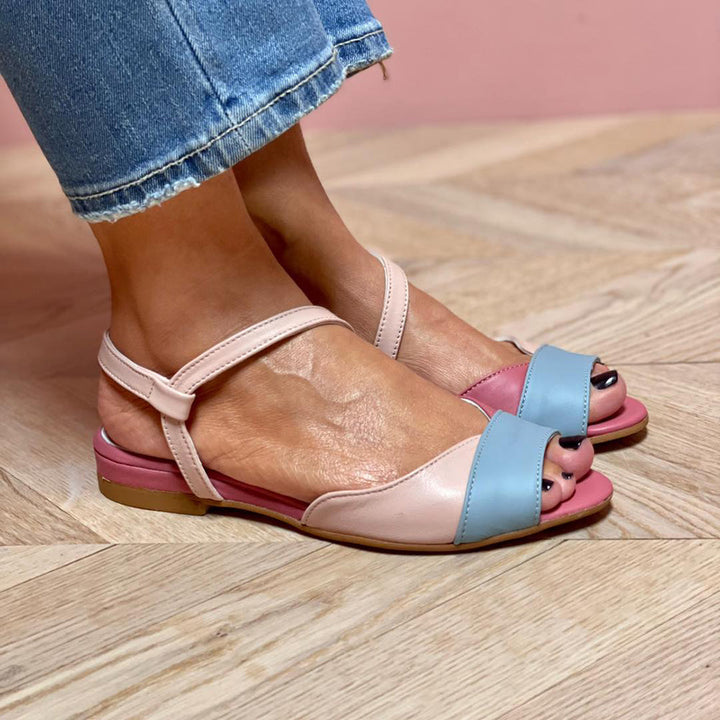 Duttini | Lightweight Asymmetrical Pink Color Block Sandals
