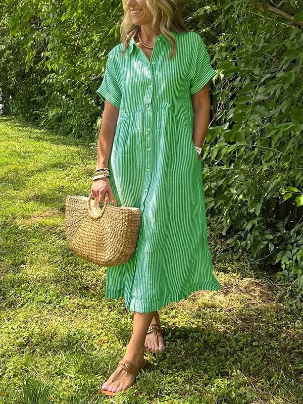 Duttini | Graceful Striped Button-Up Shirt with Graceful Drape