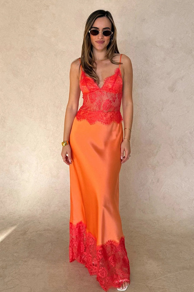 Duttini | Sheer Lace Patchwork Maxi Dress