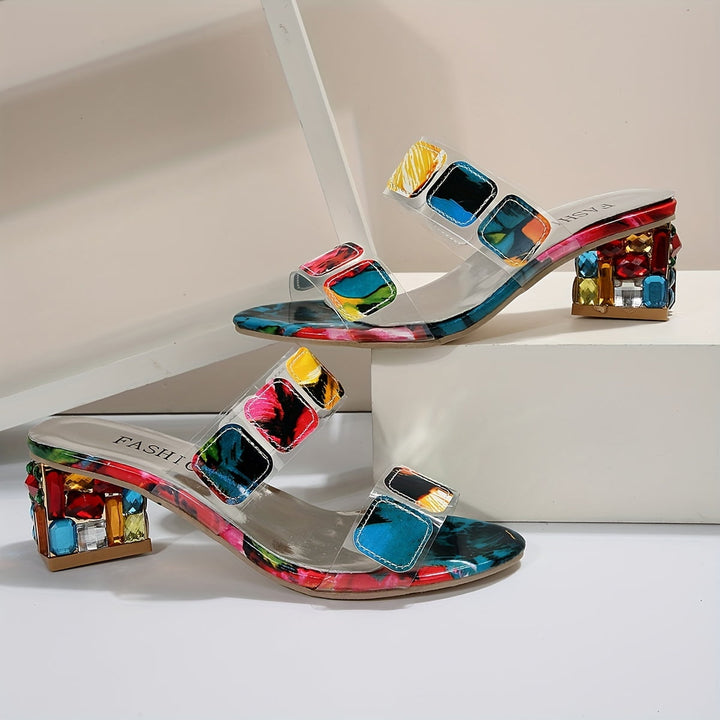 Duttini | Cushioned Open Toe Decorative Block Heel