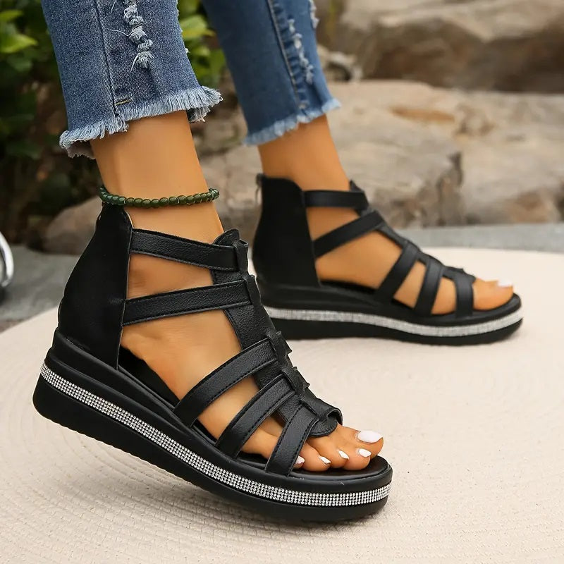 Duttini | Orthopedic Comfort Sandals With Rhinestone Decoration