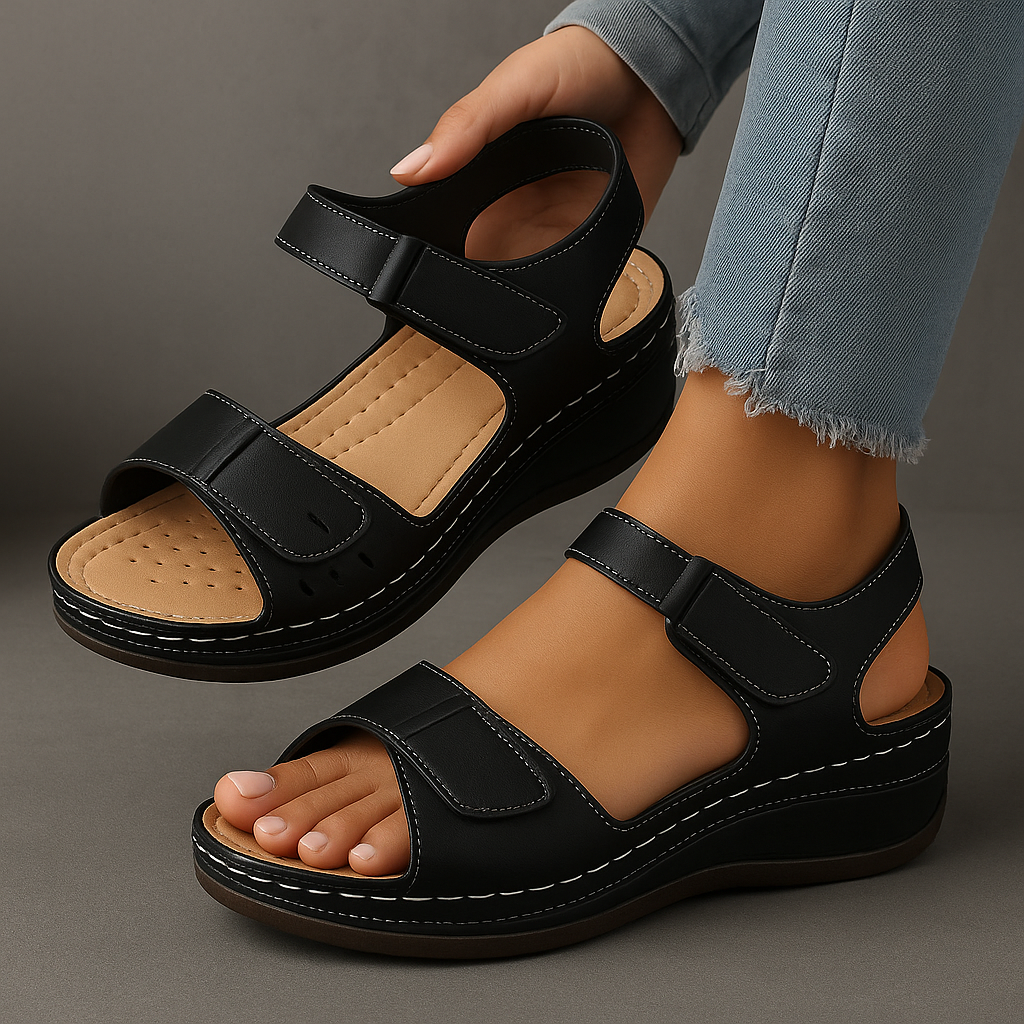 Duttini | Soft-Step Open Toe Ankle Strap With Platform Sole