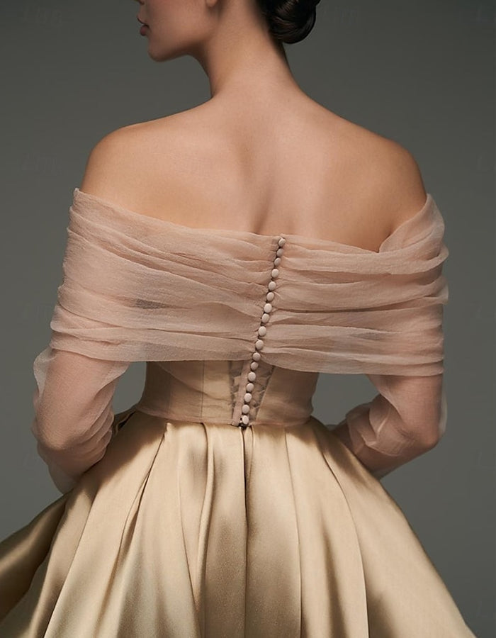 Duttini | Pink Satin Strapless A-Line Shawl Dress