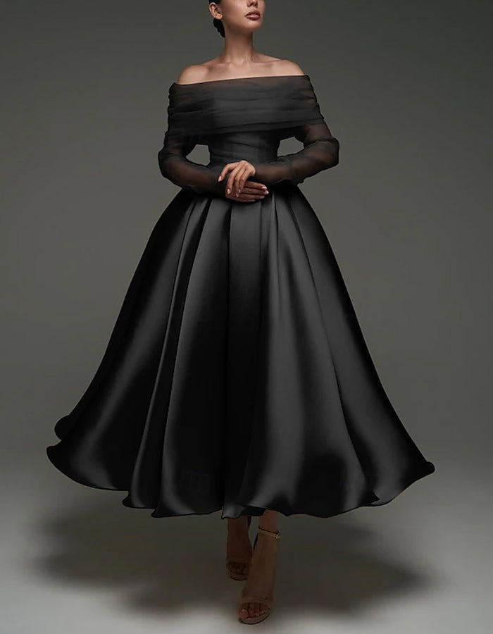 Duttini | Pink Satin Strapless A-Line Shawl Dress