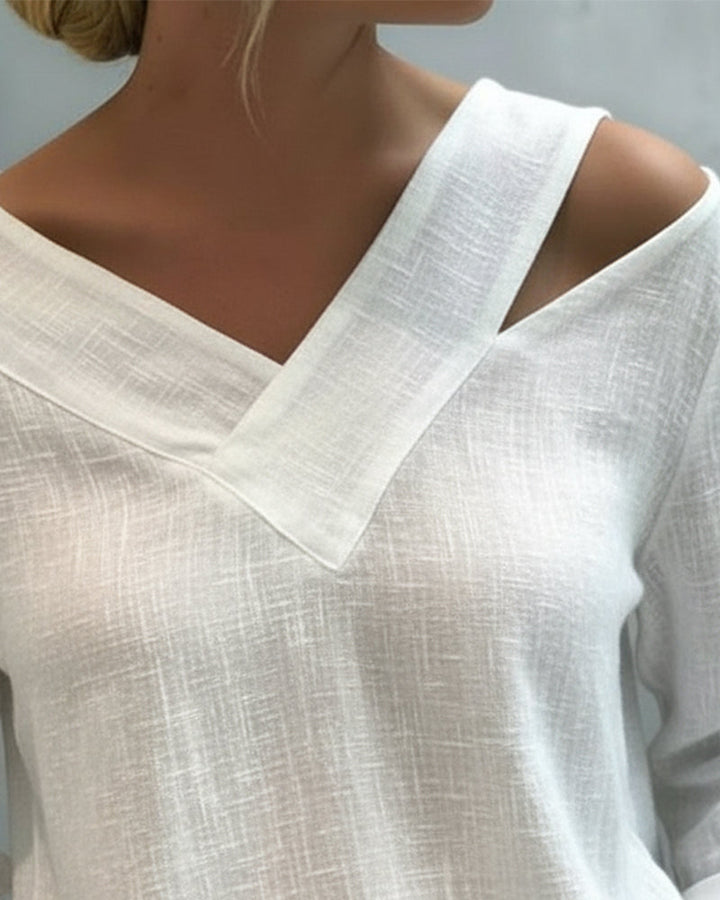 Duttini | Timeless Asymmetric V-Neck Long Sleeve Top
