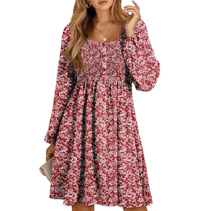 Duttini | Timeless Smocked Empire Waist Long Sleeve Mini Dress