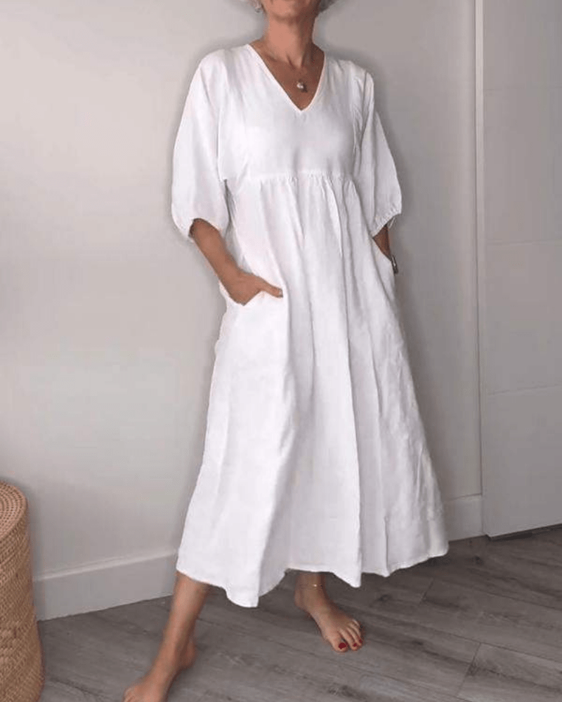 Duttini | Elegant Maxi Dress With V-Neck for Effortless Elegance