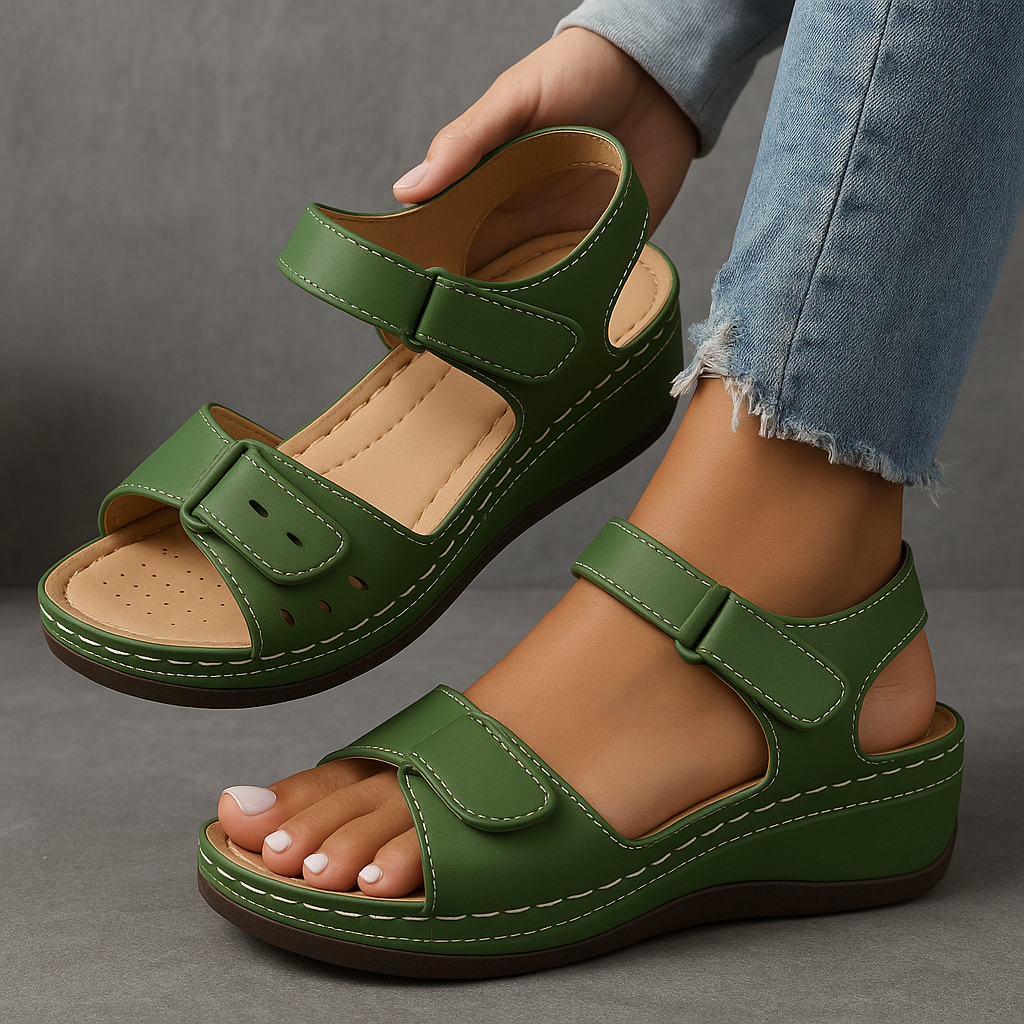 Duttini | Soft-Step Open Toe Ankle Strap With Platform Sole