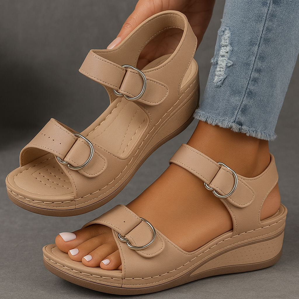 Duttini | Soft-Step Open Toe Ankle Strap With Platform Sole