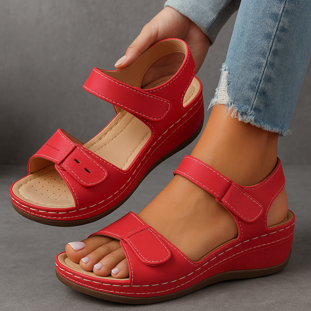 Duttini | Soft-Step Open Toe Ankle Strap With Platform Sole