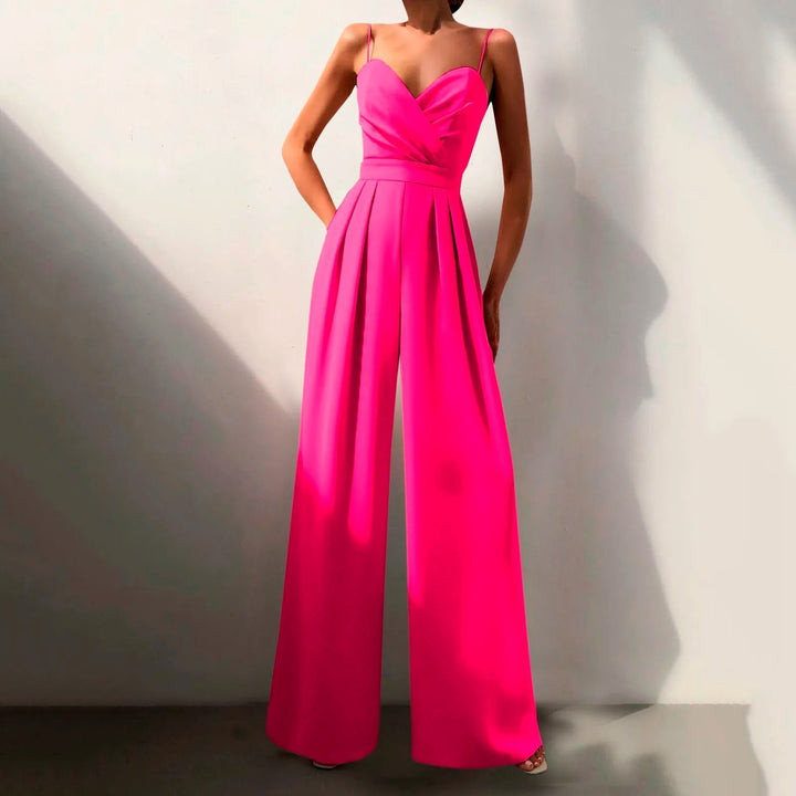 Duttini | Luxe Sweetheart Neck Wide Leg Jumpsuit with Graceful Drape