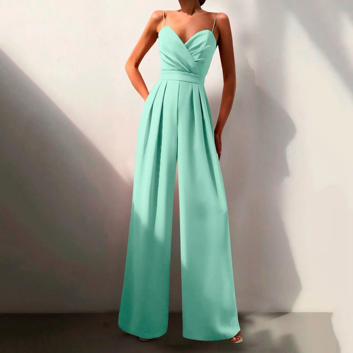 Duttini | Luxe Sweetheart Neck Wide Leg Jumpsuit with Graceful Drape