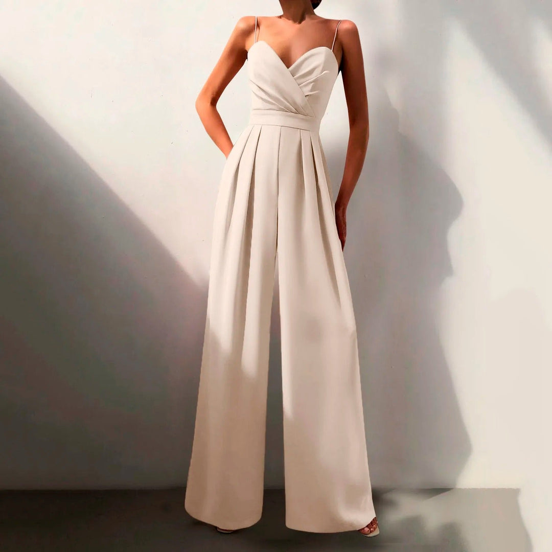 Duttini | Luxe Sweetheart Neck Wide Leg Jumpsuit with Graceful Drape