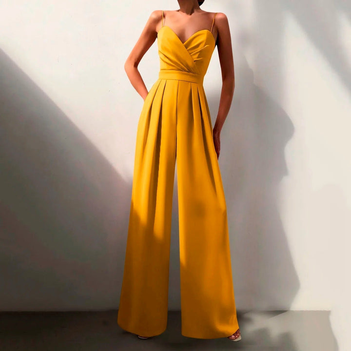 Duttini | Luxe Sweetheart Neck Wide Leg Jumpsuit with Graceful Drape