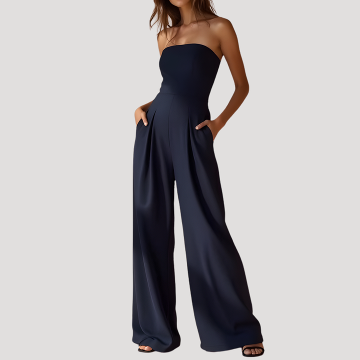 Duttini | Statement Strapless Wide Leg Jumpsuit for a Polished Look