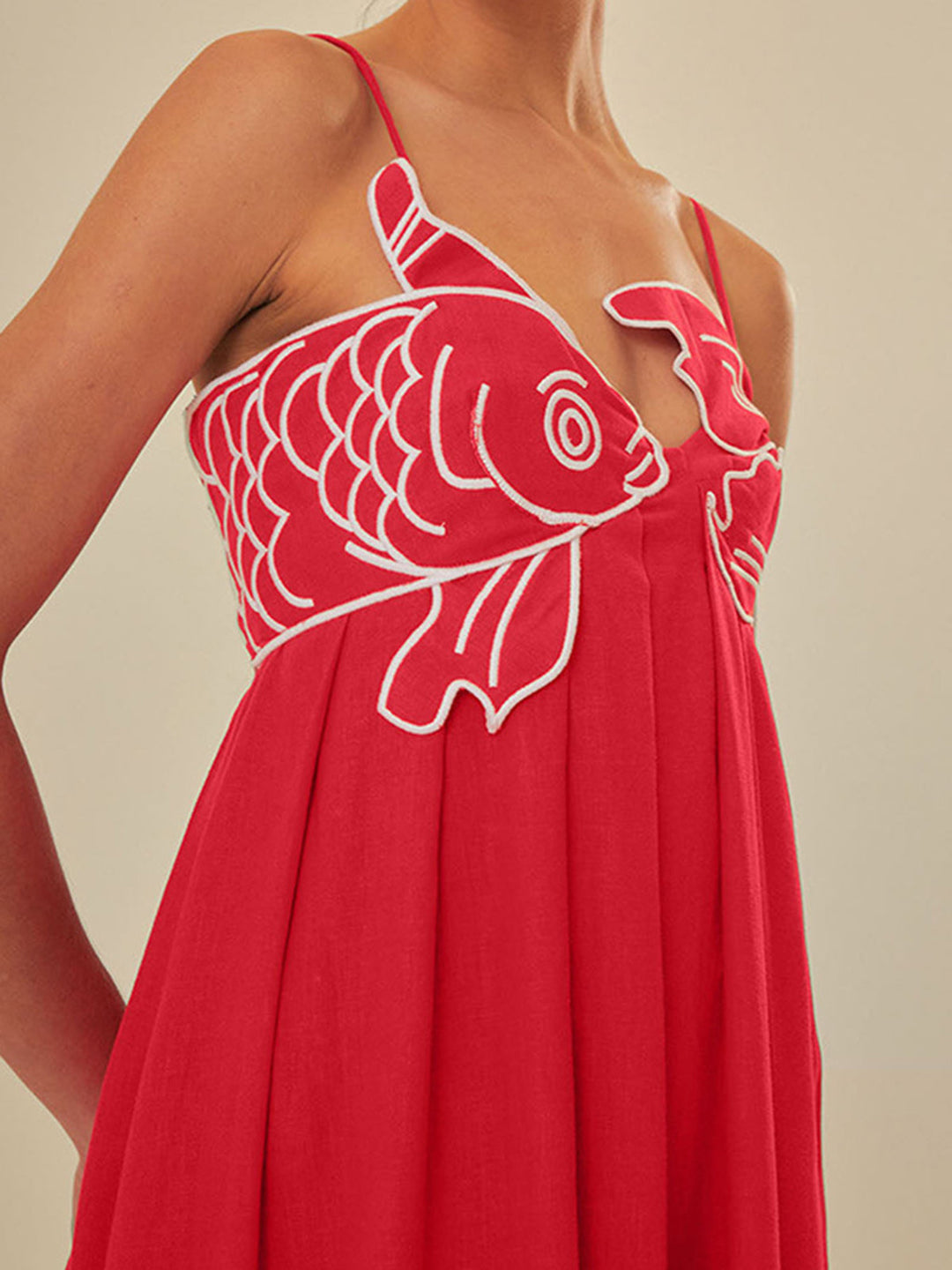 Duttini | Statement Embroidered Spaghetti Strap Maxi Shift Dress